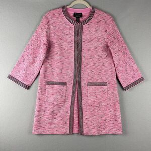 St.John For Mary Kay Long Tweed Jacket Womens 4 Pink Wool Classic Colorful NWT